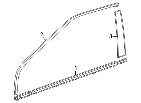 2019 Toyota Mirai MOULDING, Front Door Window Frame Diagram for 75756-62010