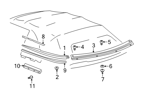 2002 Toyota Solara Belt Molding, Upper Passenger Side Diagram for 62791-AA031