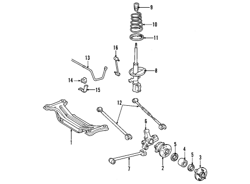 2002 Toyota Highlander Member Sub-Assy, Rear Suspension Diagram for 51206-48020