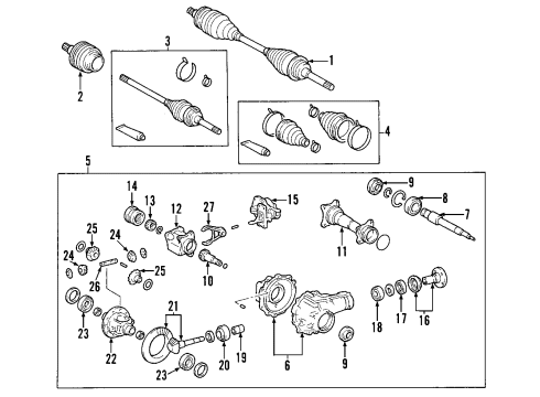 2004 Toyota Tundra Front Axle Shafts & Differential Diagram