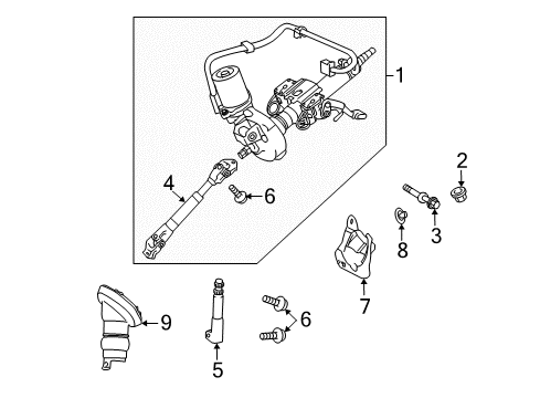 2015 Toyota Prius Plug-In Steering Column & Wheel, Steering Gear & Linkage Diagram 2 - Thumbnail