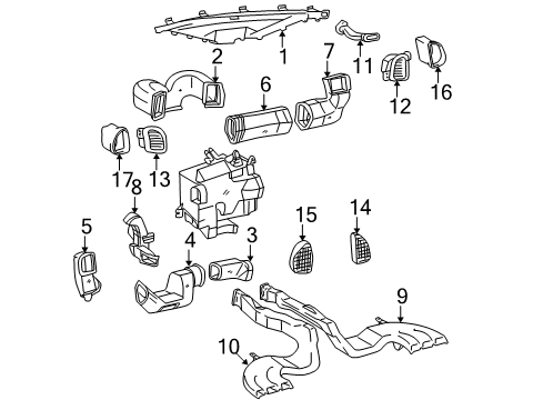 2001 Toyota Sequoia Register Assy, Instrument Panel Diagram for 55680-0C020