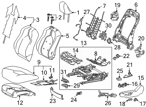 2022 Toyota Camry Driver Seat Components Diagram 1 - Thumbnail