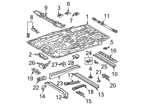 2010 Toyota Sienna Pillars, Rocker & Floor - Floor & Rails Diagram