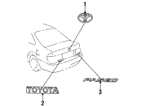 1996 Toyota Paseo Rear Body Name Plate, No.2 Diagram for 75472-16010