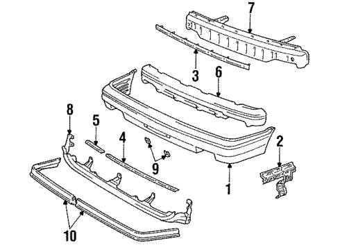 1991 Toyota Camry Panel, Front Valance Diagram for 53901-32090