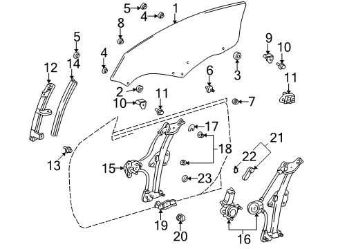 2003 Toyota Celica Handle Assy, Front Door Window Regulator Diagram for 69260-20090-C0