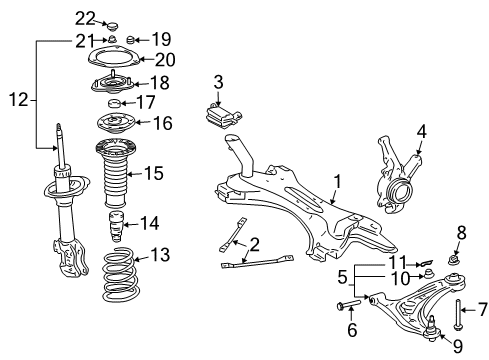 2004 Scion xB Shock Absorber Assembly Front Left Diagram for 48510-59785