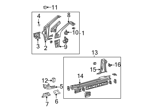 2007 Toyota Solara Hinge Pillar, Rocker Diagram 1 - Thumbnail