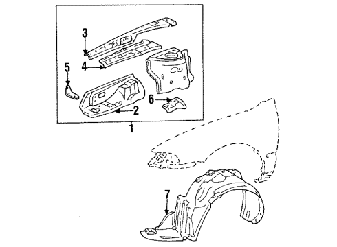 1995 Toyota Corolla Structural Components & Rails Diagram