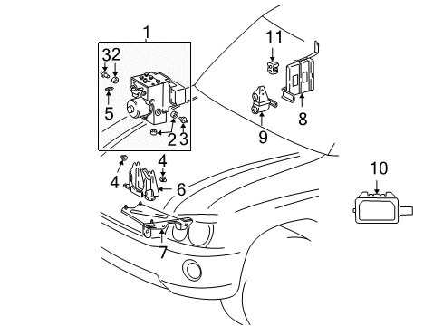 2001 Toyota Highlander ABS Components Diagram