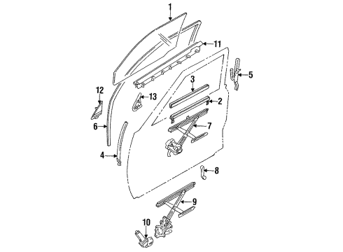 1994 Toyota Pickup Glass Sub-Assy, Front Door, LH Diagram for 68102-35020