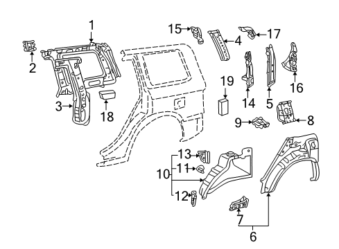 2003 Toyota Highlander Reinforcement, Rocker Panel LH Diagram for 61428-48020