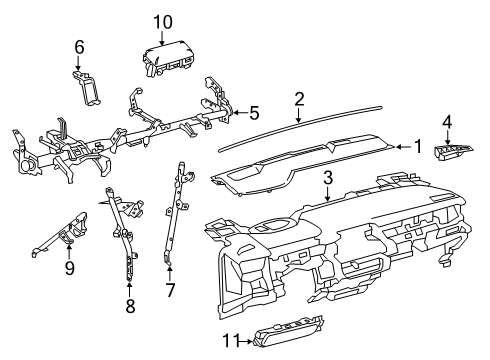 2022 Toyota Corolla Cluster & Switches, Instrument Panel Diagram 2 - Thumbnail