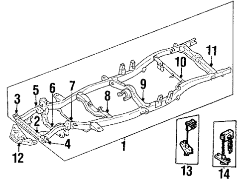 1990 Toyota Pickup CROSSMEMBER Sub-Assembly, Frame Diagram for 51203-35250