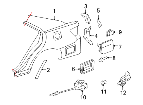 2008 Toyota Camry Tail Lamp Pocket Bracket, Driver Side Diagram for 58332-33020