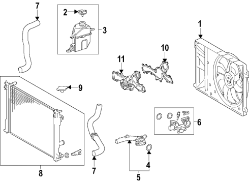 2022 Toyota Highlander Cooling System, Radiator, Water Pump, Cooling Fan Diagram 4 - Thumbnail