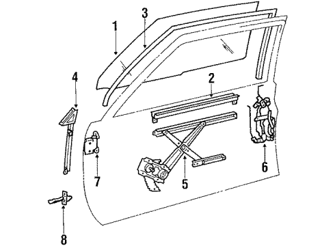 1988 Toyota Corolla Door Glass, Front Driver Side Diagram for 68112-1A220