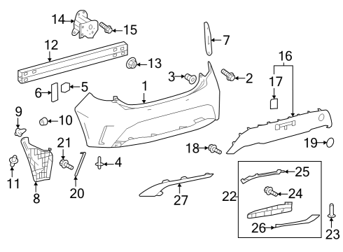 2019 Toyota Corolla Rear Bumper Diagram 2 - Thumbnail