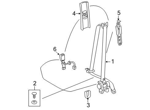 2009 Toyota Corolla Cover, Lap Belt Outer Anchor Diagram for 73233-12020-E0