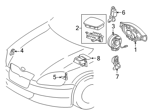 2005 Toyota Echo Button Assy, Horn Diagram for 45130-52290-B1