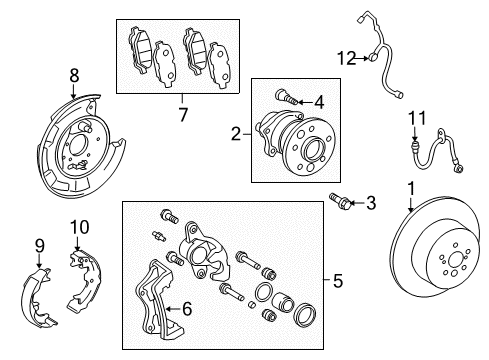 2010 Toyota Venza Shoe Assembly, Parking Brake, LH Diagram for 46540-48010