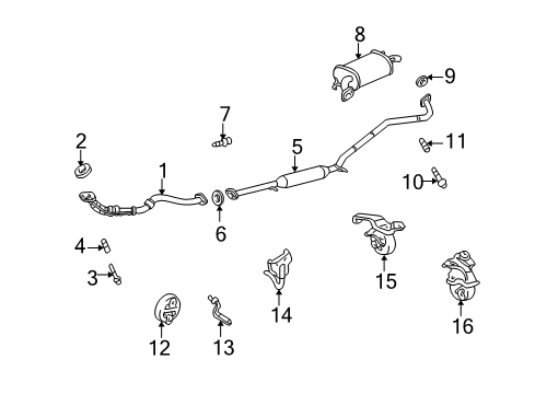 2001 Toyota Highlander Exhaust Components Diagram 1 - Thumbnail