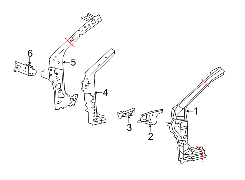 2019 Toyota Corolla Hinge Pillar, Outer Driver Side Diagram for 61132-02340