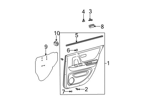 2002 Toyota Highlander Board Sub-Assy, Rear Door Trim, RH Diagram for 67630-48160-B1