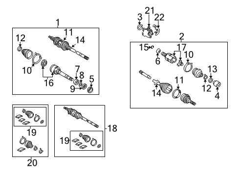 2004 Toyota Camry Front Cv Joint Boot Kit, In Outboard, Left Diagram for 04438-0E010