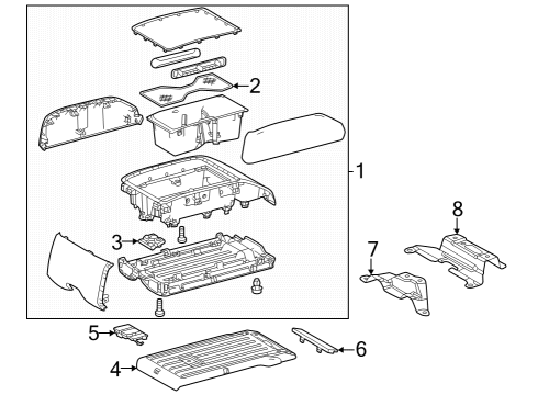 2024 Toyota Grand Highlander Console Base, Rear Diagram for 58910-0E360-C0