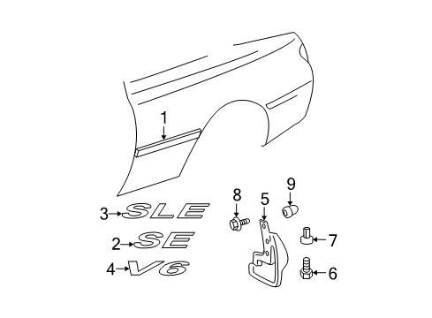 2003 Toyota Solara Exterior Trim - Quarter Panel Diagram 1 - Thumbnail