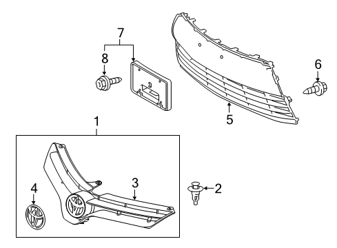 2016 Toyota Corolla Radiator Grille Sub Assembly Diagram for 53100-02810