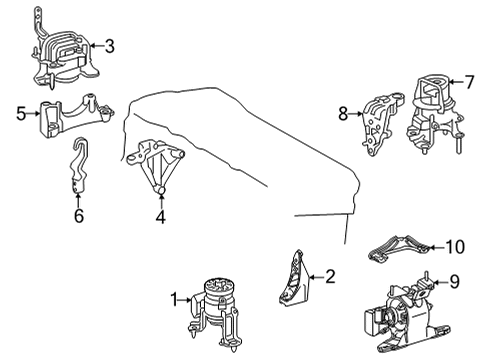 2021 Toyota Venza Engine & Trans Mounting Diagram