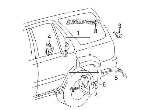 1999 Toyota 4Runner Moulding, Quarter, Outside Rear LH Diagram for 75606-35900