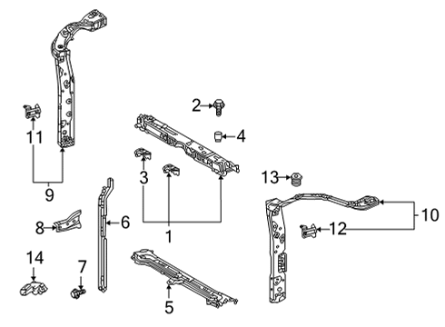 2021 Toyota Highlander Member Sub-Assembly, Fr Diagram for 57104-0E080