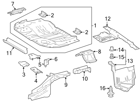 2023 Toyota GR Corolla Rear Floor & Rails Diagram