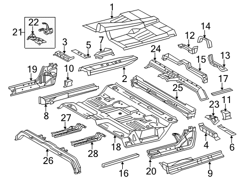 2017 Toyota Tundra Reinforcement, Front Floor Under, Rear Diagram for 57419-0C020