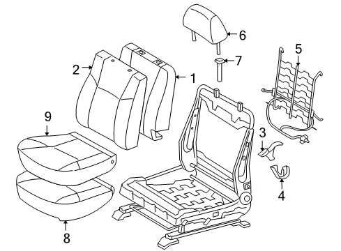 2005 Toyota Tacoma Front Seat Back Cover, Left(For Separate Type) Diagram for 71074-AD030-B1