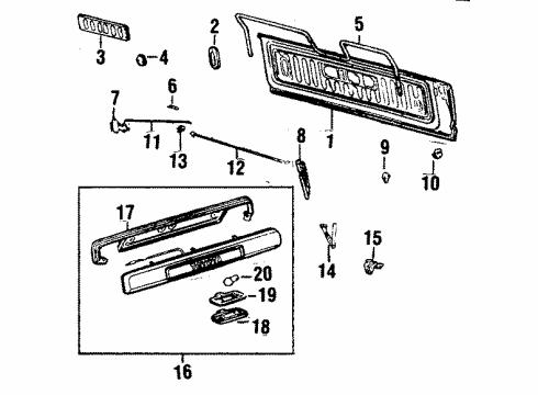 1986 Toyota Land Cruiser Link Sub-Assembly, Back Door Lock Control Diagram for 69705-90A00