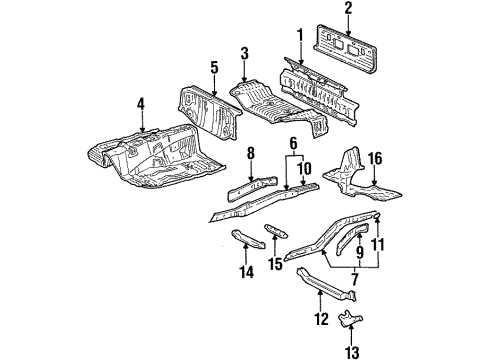 1987 Toyota MR2 Panel Sub-Assembly, Lower Back Finish, Center Diagram for 75082-17011