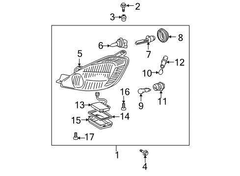 2005 Toyota Sienna Driver Side Headlight Unit Assembly Diagram for 81170-AE020