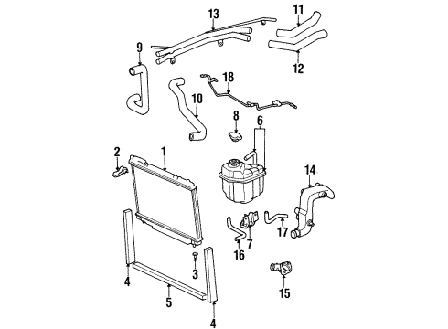 1997 Toyota Previa Radiator & Components Diagram