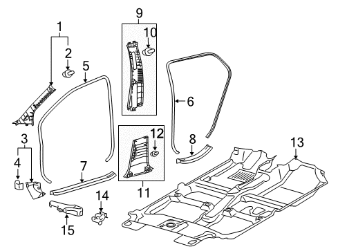 2014 Toyota Yaris WEATHERSTRIP, Front Door Diagram for 62311-52230