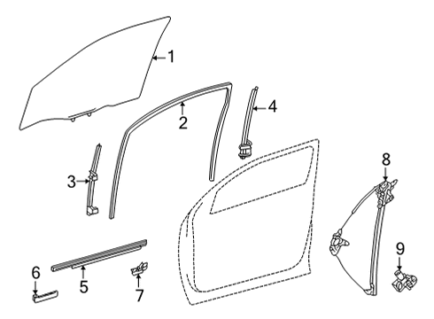 2023 Toyota Tundra Glass - Front Door Diagram