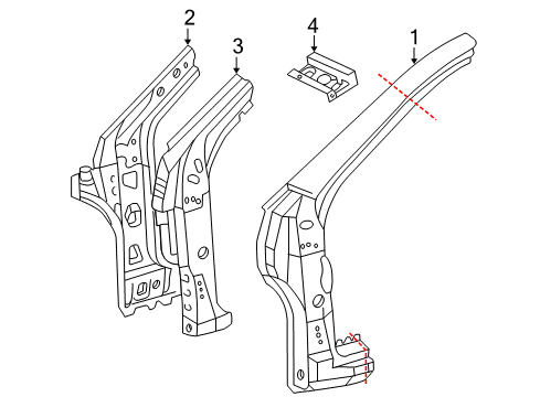 2004 Scion xA Upper Reinforcement, Outer Passenger Side Diagram for 61175-52020