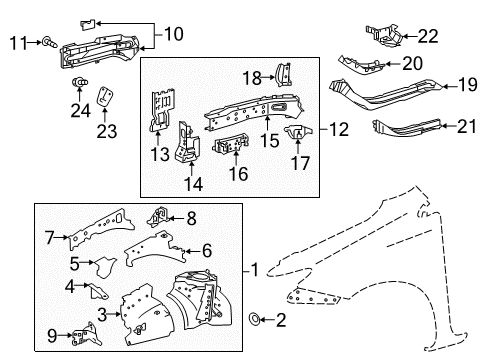 2017 Toyota Corolla iM Structural Components & Rails Diagram