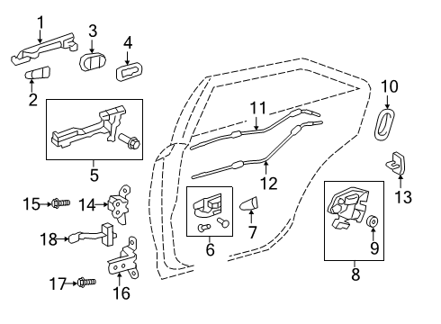 2015 Toyota Camry Front Door Outside Handle Assembly,Left Diagram for 69211-06090-B6