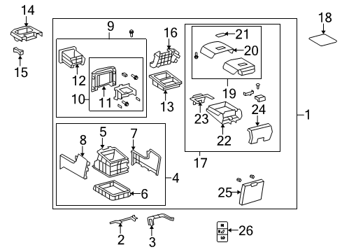 2008 Toyota Sequoia Box, Rear Console Diagram for 58820-0C080-E0