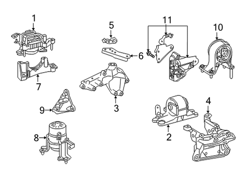 2020 Toyota Highlander Engine & Trans Mounting Diagram 2 - Thumbnail